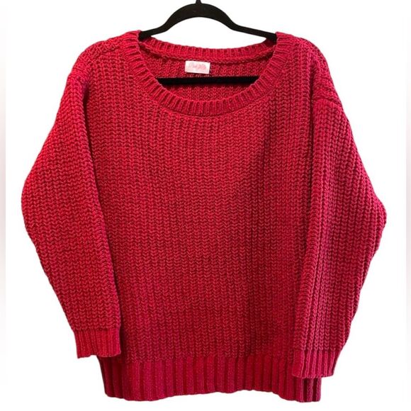 Pink Lily Whispering Winds Chenille Oversized Boatneck‎ Sweater Red Size Small - Picture 2 of 9